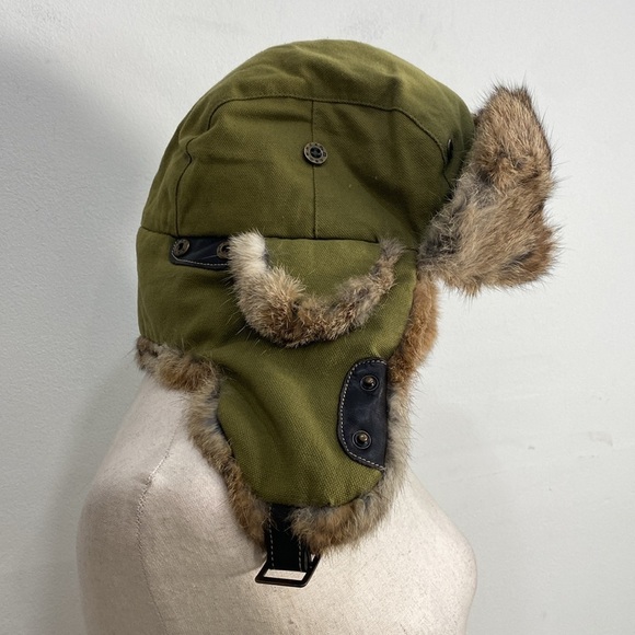 Crown Cap Aviator Cap Rabbit Trim - Picture 1 of 11